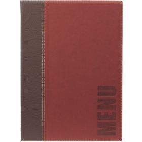 Contemporary A4 Menu Holder Wine Red 4 Pages - Genware