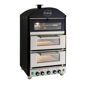 King Edward PK2W Pizza King Oven - Double Deck With Warmer - Black