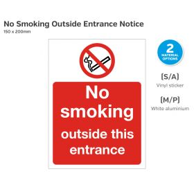 No Smoking Outside This Entrance Restaurant / Cafe Sign 200x150mm