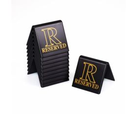 Black & Gold Reserved Table Sign For Restaurants / Cafes / Pubs - Pack of 10