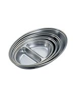 Stainless Steel 2 Division Oval Vegetable Dish 10" Width 17.8cm - Genware