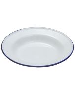 Enamel Deep Plate White & Blue 24cm - Genware