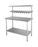 Vogue Stainless Steel Prep Station with Gantry - CB908 - 1200(W) x 600(D) x 1500(H)mm