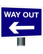 Way Out Sign - Left Arrow 300x400mm Post Mounted