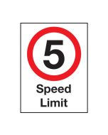 Safety Sign - 5 mph speed Limit . 600x400mm Wall or Post Mounted