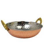 Copper Plated Kadai Dish With Brass Handles - 13cm CPK13