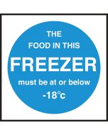 Freezer temperature. 100x100mm. Self Adhesive Vinyl