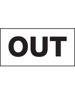 "OUT" catering door sign. 100x200mm. S/A