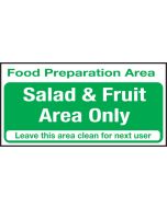 Food prep area . Salad & fruits area only. 100x200mm. S/A