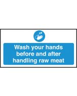 Wash your hands/ handling raw meat. 100x200mm S/A