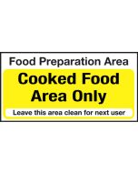 Food Prep Cooked Food Area Only. 100x200mm S/A