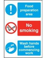 Food Prep Area/ No Smoking / Food Production Area. 300x200mm