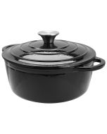 Black Cast Iron Round Casserole Pot 21 x 10 cm 2.5L Sunnex CSTCA20K