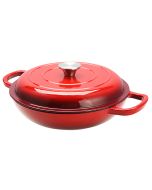 Red Cast Iron Shallow Round Casserole Pot 27 x 5.5 cm 2.5L Sunnex CSTCA27R