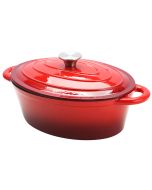 Red Cast Iron Oval Casserole Pot 29 x 20 x 11 cm 3.5L Sunnex CSTOCA24R