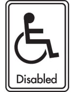 Disabled symbol with text. Black on white. F/M