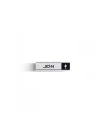 Ladies Bathroom Sign With Symbol - Black & White - Self Adhesive 43x178mm