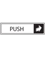 Push horizontal with symbol. Black on white. F/M