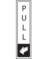 Pull vertical with symbol. Black on white. F/M