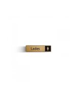 Ladies Bathroom Sign With Symbol - Black & Gold  - Self Adhesive 43x178mm