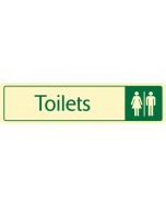 Toilets with symbol.  Cream on green. F/M