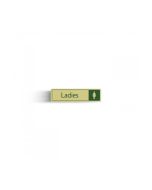 Ladies Bathroom Sign With Symbol - Cream & Green - Self Adhesive 43mm x 178mm