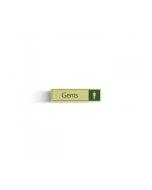 Gents Bathroom Sign With Symbol - Cream & Green  - Self Adhesive 43x178mm