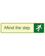 Mind the step with symbol. Cream on green. F/M