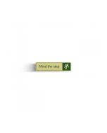 Mind The Step with Symbol Door Sign - Cream & Green  - Self Adhesive 43x178mm