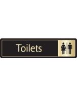 Toilets with symbol. Gold on black. F/M