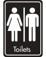 Toilets symbol with text. White on black. F/M