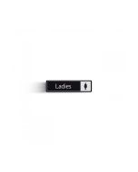 Ladies with Symbol Door Sign - White on black