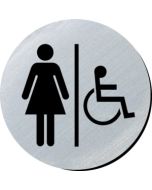 Ladies/Disabled symbol 75mm disc silver finish