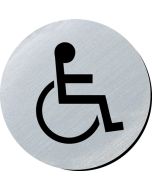 Disabled symbol 75mm disc silver finish