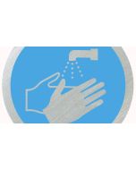 Wash hands symbol 75mm disc silver finish