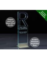 Emerald Table Reserved Sign - Laser Etched Green Tint Glass Effect Acrylic