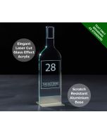 Emerald Wine Bottle Table Number - Laser Etched Green Tint Glass Effect Acrylic