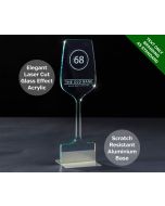 Emerald Wine Glass Table Number - Laser Etched Green Tint Glass Effect Acrylic