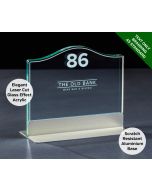 Emerald Monument Table Number - Laser Etched Green Tint Glass Effect Acrylic