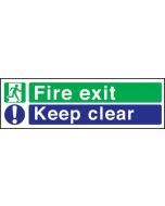 Fire exit keep clear. 2 colour. 150x450. F/P