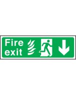 Fire exit arrow down Hospital. 150x450mm S/A