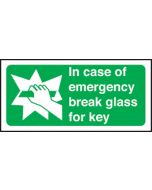 In case of emergency break glass for key. 100x200mm S/A