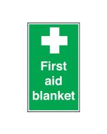 First Aid Blanket Sign 200x150mm Self Adhesive or Polypropylene