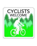 Cyclists  Welcome Hospitality Window Sticker. 150x150mm