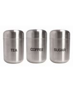 Brushed Stainless Steel Tea, Coffee & Sugar Dome Canisters