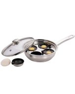 Stainless Steel Egg Poacher Pan With Glass Lid - 22cm