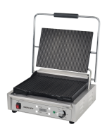 Mercury MEP-M-SATRR Single Countertop Contact Grill - Digital Timer - Ribbed