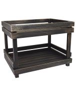 Black Washed Wooden Two Tier Display Shelves NAT-2TSB