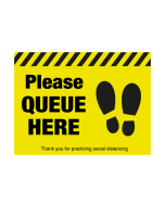 Coronavirus Floor Graphic / Sticker - Please Queue Here With Symbol