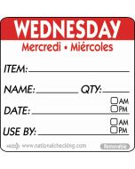 50mm Wednesday Removable Day Label (500) - Genware